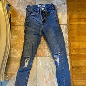 Top shop moto skinny jeans in style Jamie ripped blue in waist 26 length 30